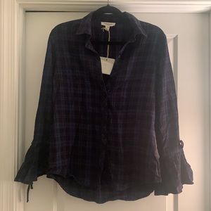 Black and blue plaid shirt